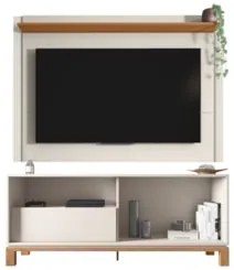 Painel Para TV 55 Pol e Rack Bancada 150cm Lucca Off/Freijó C01 - Mpoz