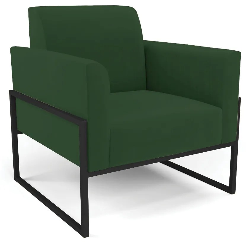 Sofá Namoradeira com Poltrona Base Industrial Alta Preto Marisa Veludo D03 - D'Rossi - Verde