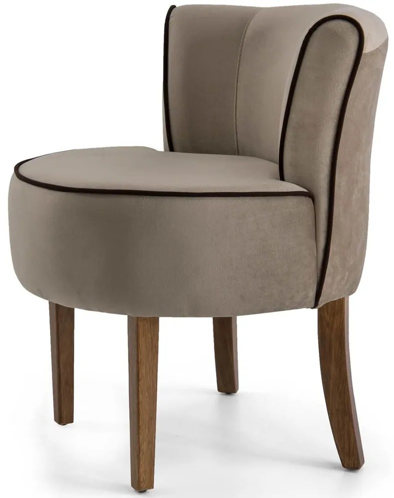 Kit 02 Poltronas Decorativas Sala de Estar Base de Madeira Ayla Veludo Marrom Claro G15 - Gran Belo