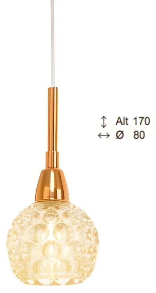 Pendente Bolinha Ø8X17Cm Metal E Vidro Cristal Ø8Cm 01Xg9 | Old Artisa... (CROMADO, CLEAR (TRANSPARENTE))