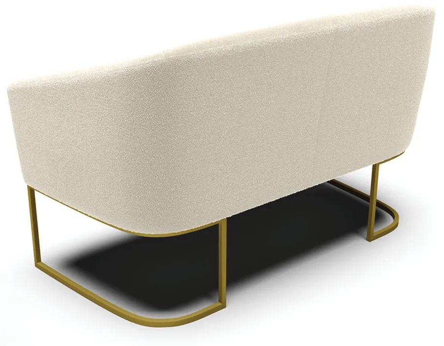 Sofá 2 Lugares Namoradeira Industrial Dourado Stella Bouclê Bege D03 - D'Rossi