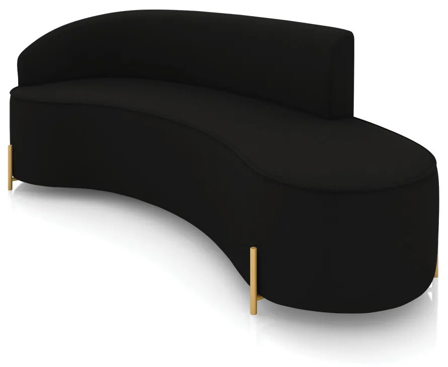Sofá 4 Lugares Orgânico 220cm Pé Dourado Morgan Suede D03 - D'Rossi - Preto