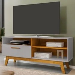 Rack Bancada Para TV 55 Pol 136cm Paládio Off/Naturalle - Bechara