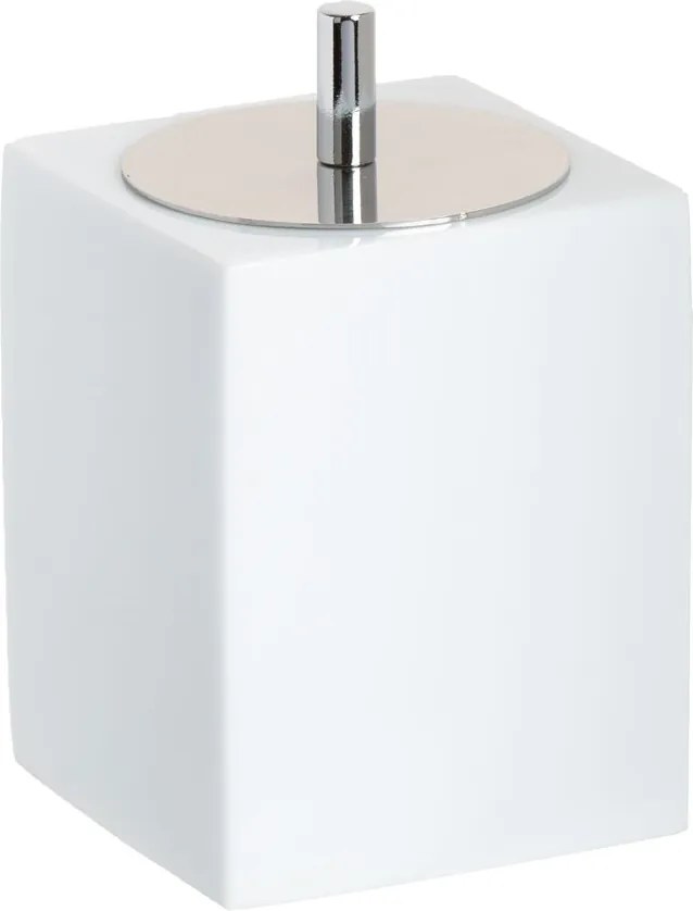 Porta Cotonetes Resina Branco - Cromado