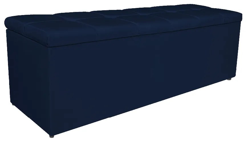Calçadeira Estofada Manchester 140 cm Casal Suede Azul Marinho - ADJ Decor