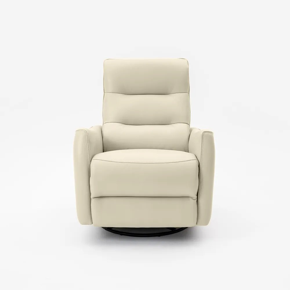 Poltrona do Papai Reclinável Elétrica Sala de Estar Plaza USB e USB-C Gira Balança Couro Bege G40 - Gran Belo