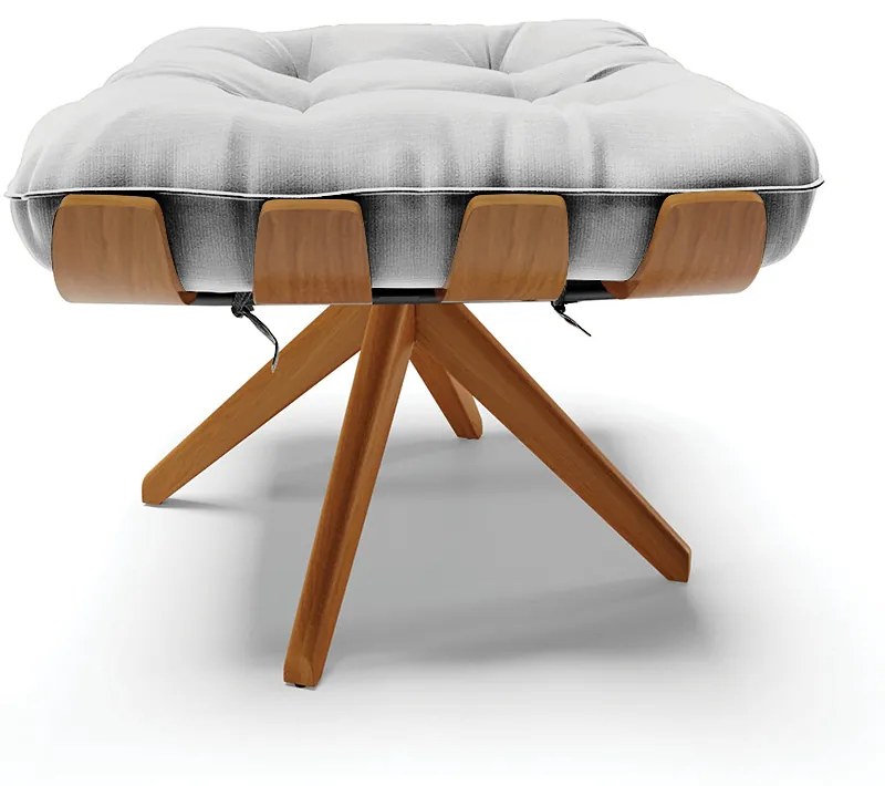 Puff Giratório Costela Suede Cinza Base de Madeira MA30 M11 - D'Rossi