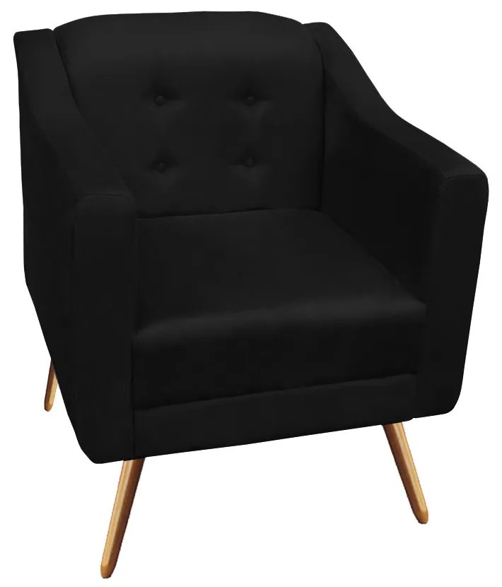 Kit Namoradeira + 2 Poltronas Bruna Pé Palito Suede Preto