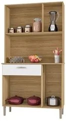 Armário de Cozinha Compacta 92cm Pamela K02 Freijó/Supremo - Mpozenato