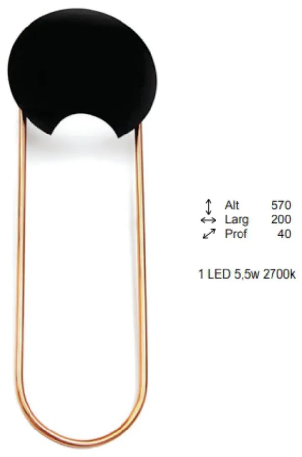 Arandela Coneto Oval Extrema 04X20X57Cm 1Xled 5,5W 2700K - Old Artisan... (BRANCO / COBRE BRILHO, 110V)