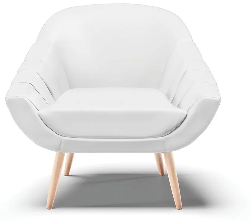 Kit 01 Namoradeira 02 Lugares e 02 Poltronas Giovana Corino Branco Pés Palito Natural - D'Rossi