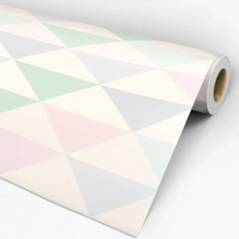 Adesivo triângulo creme verde rosa roxo e cinza