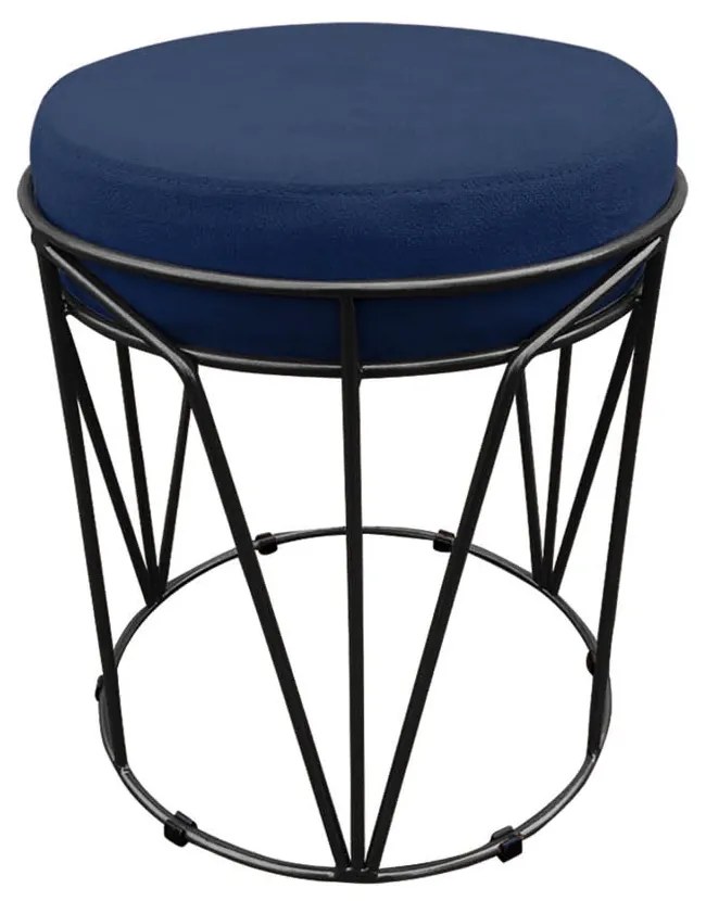Puff Multiuso com Mesa Babu 2 em 1 Suede Base Preto D'Rossi - Azul Marinho
