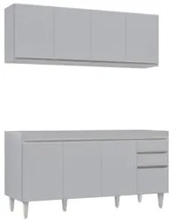 Armário Cozinha e Balcão Para Pia 160cm Arkansas Cinza Claro - Lumil