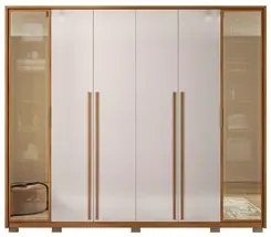 Guarda Roupa Casal 6 Portas Vidro Reflecta Octavius Freijó/Off White -