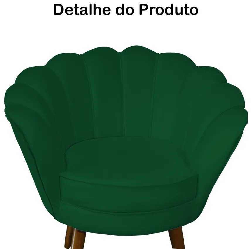Kit 2 Poltronas Decorativas Pétala Pés Palito Suede Verde - Sheep Estofados