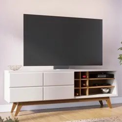 Rack para Sala Bancada de TV 70 Pol. 180cm Norena C05 Off White Matte/