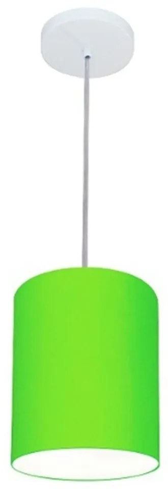 Lustre Pendente Cilíndrico Md-4012 Cúpula em Tecido 18x25cm Verde Limão - Bivolt