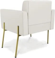 Poltrona Sala Pé Metal Dourado Kit 2 Ana Sintético Bege - Ibiza