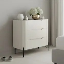 Mesa Cabeceira Quarto 68cm 3 Gavetas Blen Luna/Preto I06 - Mpozenato