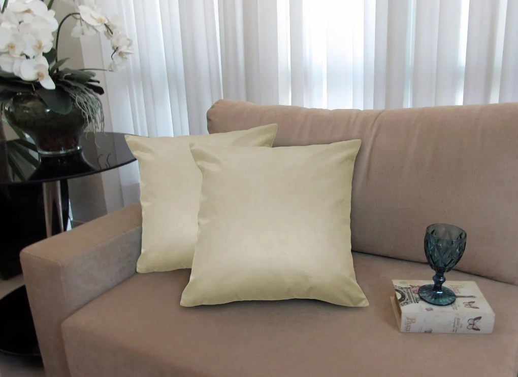 Kit 2 Almofadas Decorativas 50x50 Tecido Suede Bege