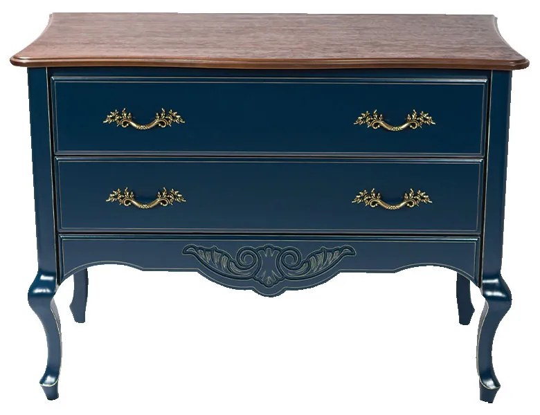 Cômoda Decorativa Julieta com 2 Gavetas Azul/Imbuía G71 - Gran Belo