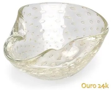 Bowl 2 Tela Transparente Com Ouro Murano Cristais Cadoro BOWL 2 TELA TR C/OURO-LV