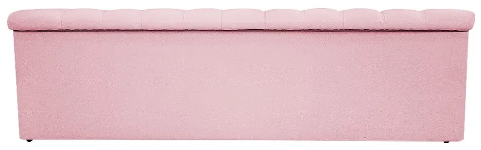 Recamier Baú Estofada Mel 140 cm Casal Com Capitonê  Suede Rosa Bebê - ADJ Decor
