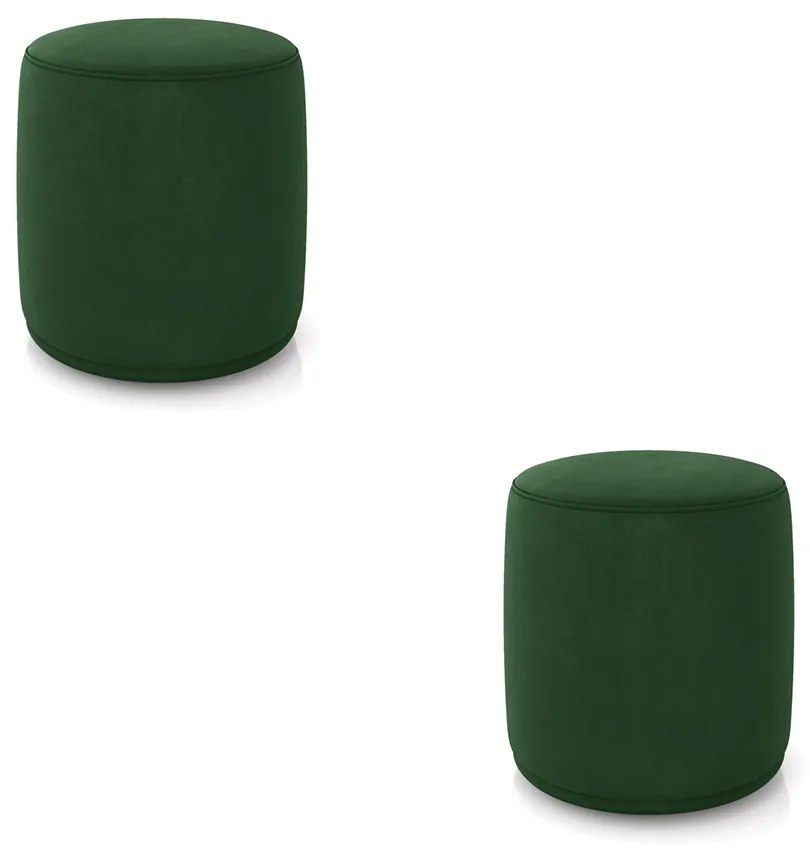 Puff Redondo Orgânico para Sala Kit 2 Malu Suede M11 - D'Rossi - Verde