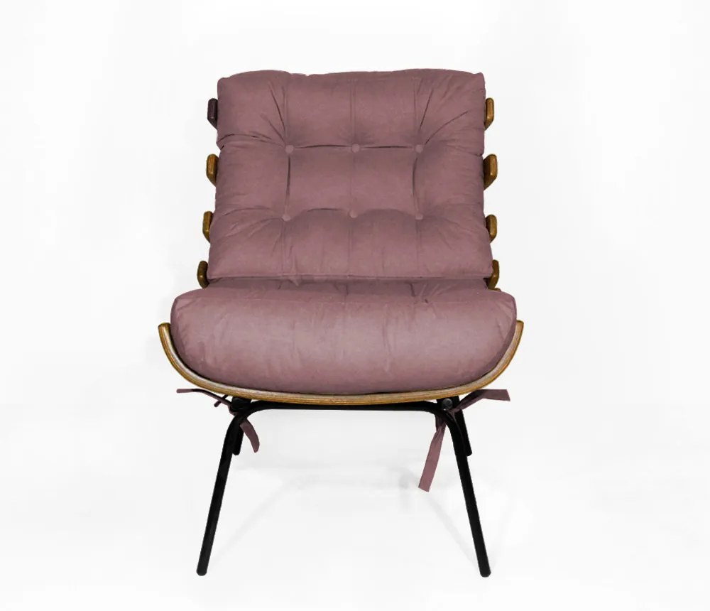Poltrona Costela Rib Suede Rosê
