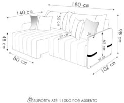 Sofá Cama Retrátil 180cm Essence D05 Linho Cru/Camel - Mpozenato