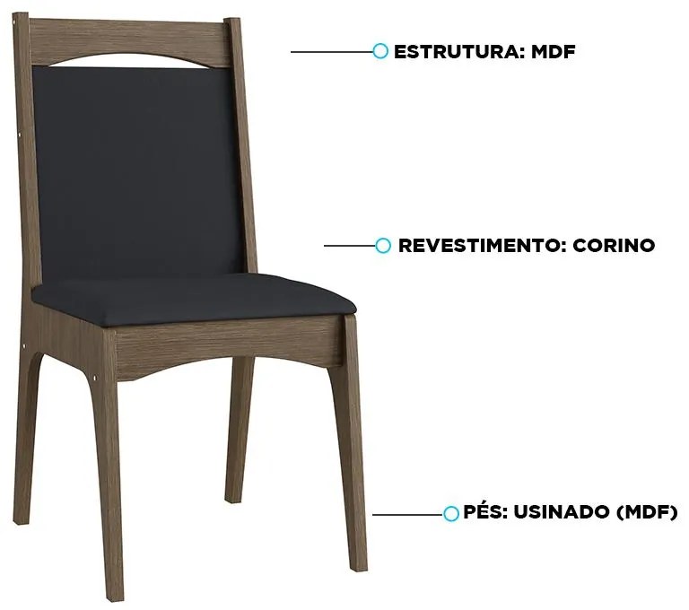 Conjunto 2 Cadeiras Mdf Estofada Travessa Tecido Corino 917 - Ameixa Negra