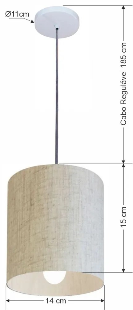 Lustre Pendente Cilíndrico Md-4200 Cúpula em Tecido 14x15cm Rustico Bege - Bivolt