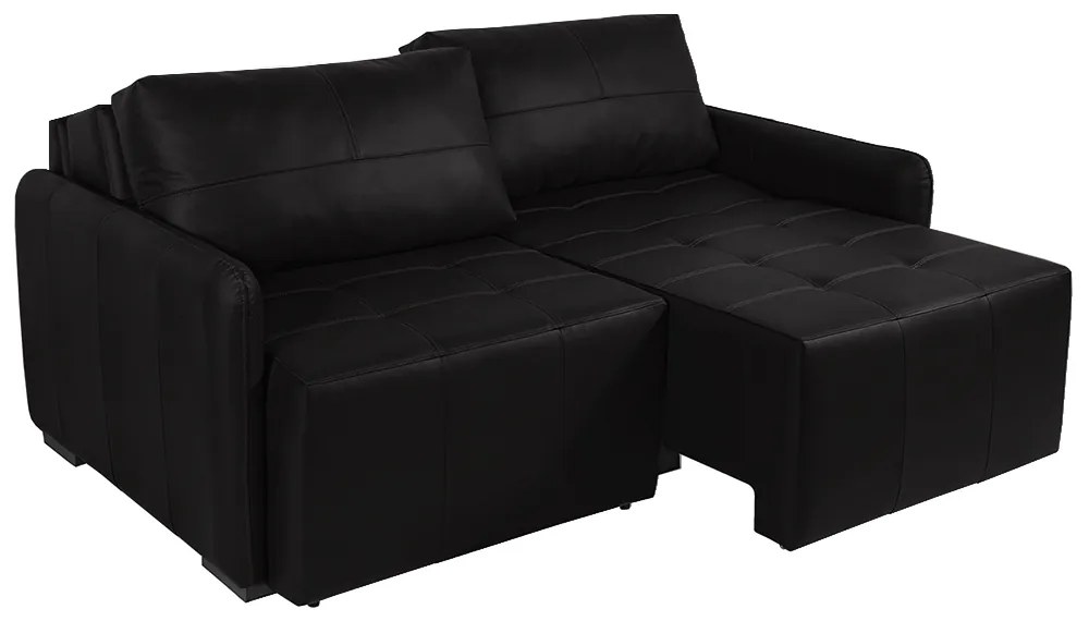 Sofá Decorativo 3 Lugares Sala de Estar 220cm Reclinável e Retrátil Kassandra Couro Preto G34 - Gran Belo