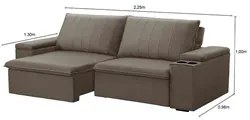 Sofá Retrátil Reclinável 3 Lugares 225cm Baluart F05 Veludo Castor - M