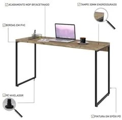 Kit 2 Mesas de Escritório Office 135cm Estilo Industrial Prisma C08 Ca