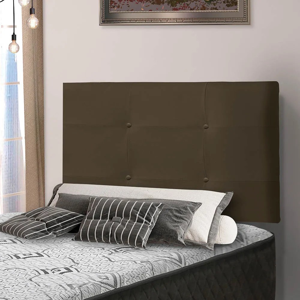 Painel Luna Para Cama Box Solteiro 90 cm Suede Marrom - D'Rossi