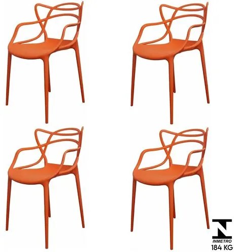Kit 4 Cadeiras Aviv em Polipropileno Laranja - 70867 Sun House