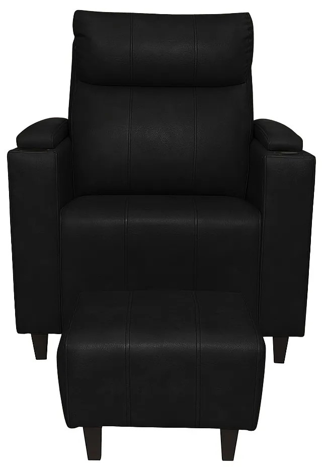 Poltrona do Papai com Puff USB e Porta Copos Ravella PU R04 - D'Rossi
 - Preto