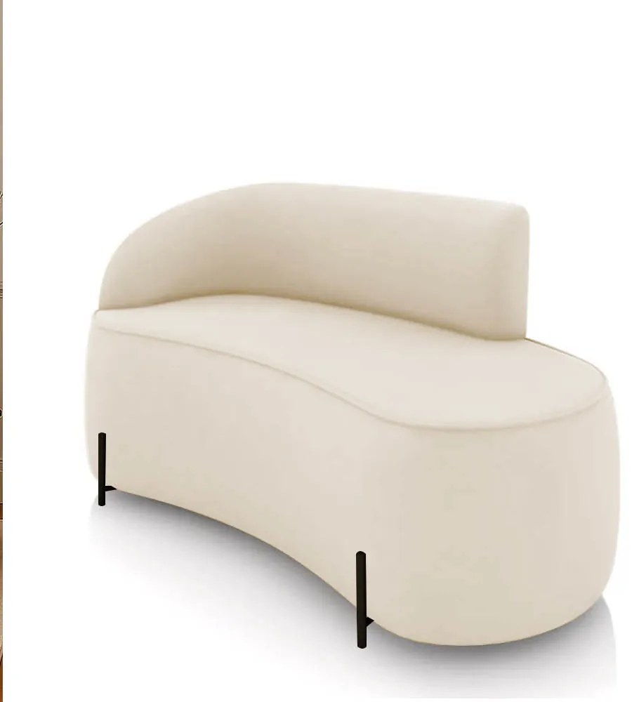 Sofá 2 Lugares Orgânico 140cm Pé Preto Morgan Veludo/Cotelê D03 - D'Rossi - Bege