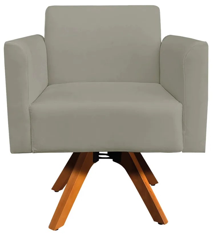 Kit 02 Poltronas Giratória Marisa Suede Marrom Rato Base Madeira MM30
