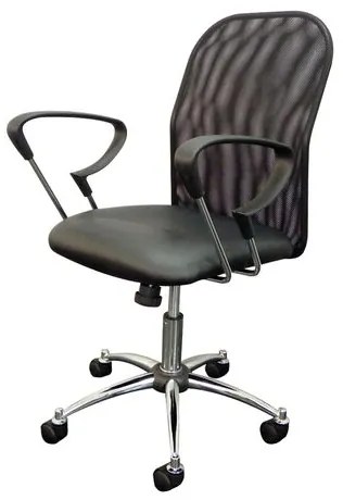 Cadeira Telinha Mech Baixa Preta Base Cromada - 15203 Sun House