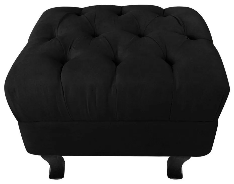 Puff Baú Retrô Luis XV Suede Preto - D'Rossi