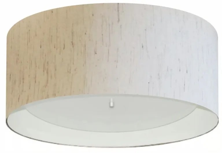 Plafon Cilíndrico Md-3161 Cúpula em Duplo Tecido 50x25cm Linho Bege / Branco - Bivolt