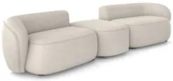 Sofá 3 Lugares Com Puff 252cm Orgânico Lyor Suede Bege Z55  - Mpozenat