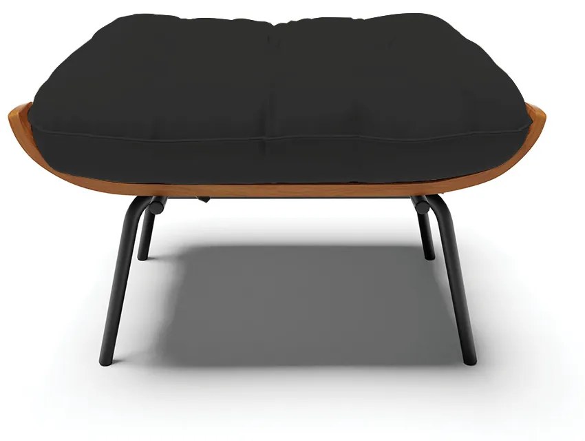 Puff Costela Veludo Base Metálica Preto M11 - D'Rossi - Preto