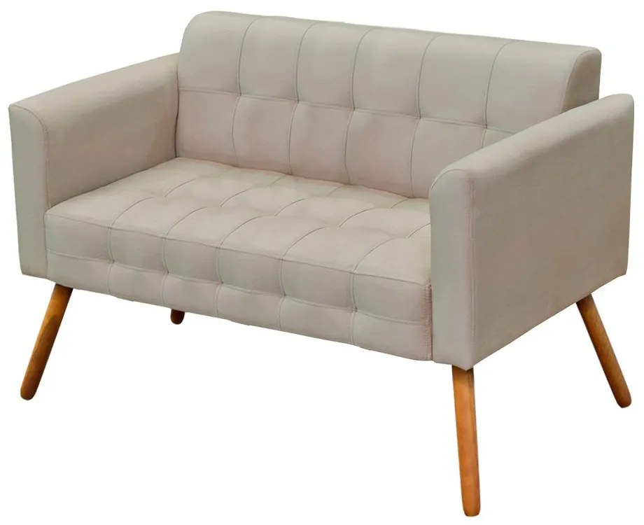 Kit 01 Namoradeira e 01 Poltrona Giratória Elisa Suede Base Madeira MM30 D'Rossi - Bege