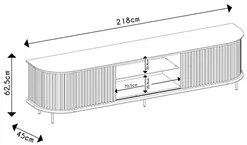 Rack Para Sala Bancada de TV 75 Pol 218cm Ripado World D04 Off White -
