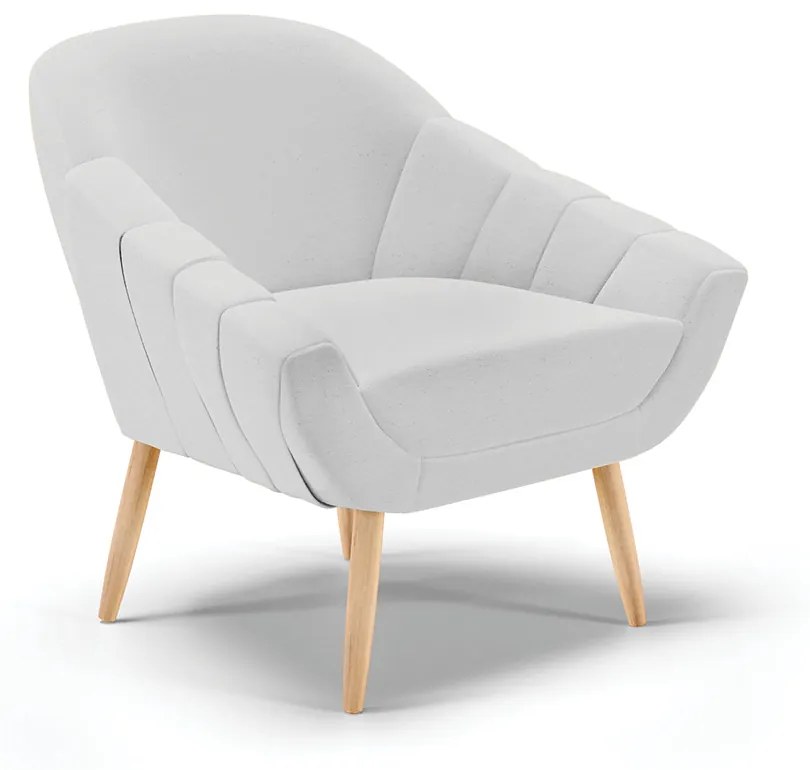 Poltrona Giovana Linho Pés Palito Natural - Indo Decorar - A05 Cinza