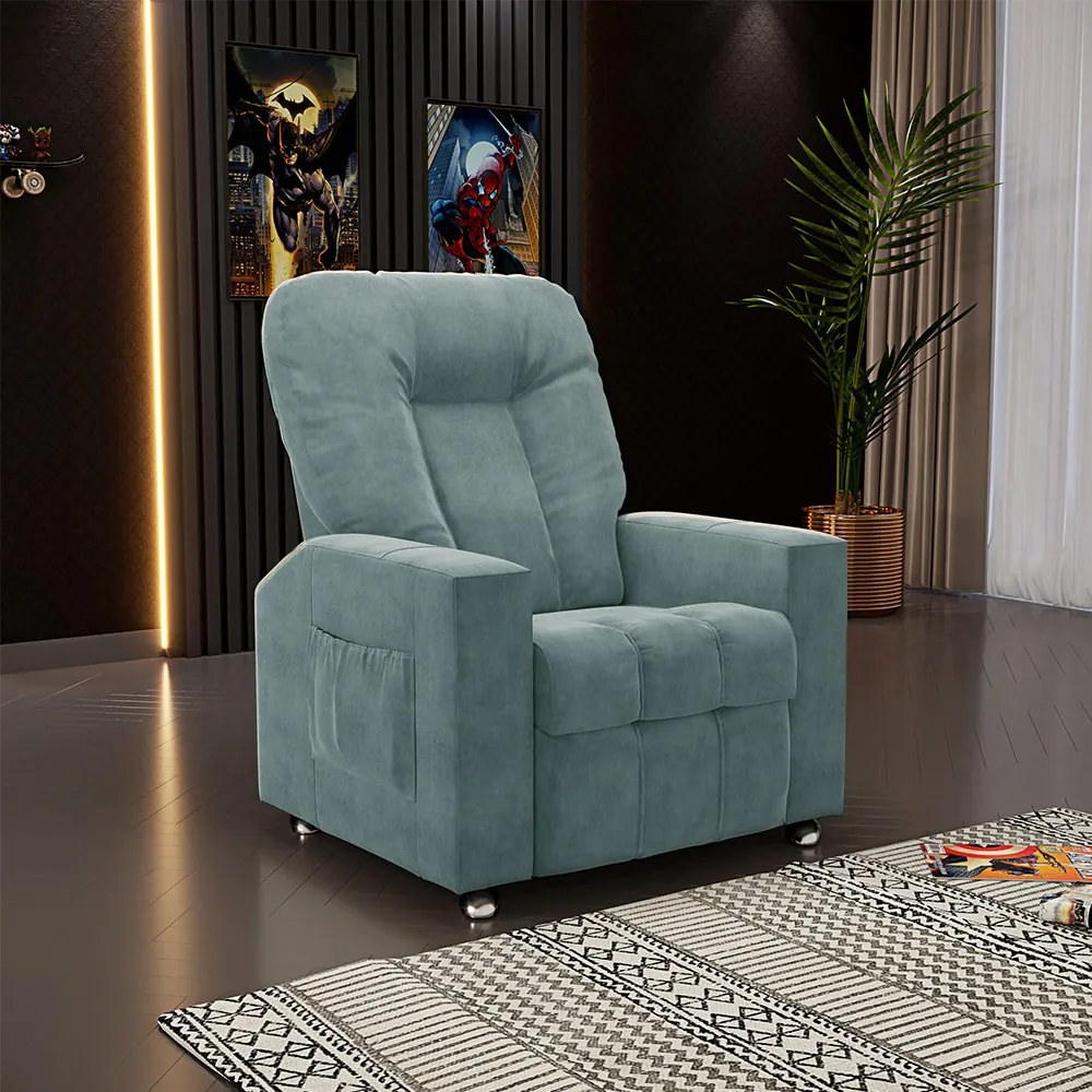 Poltrona do Papai Reclinável Para Cinema Sora Veludo FH1 - D'Rossi - Azul claro